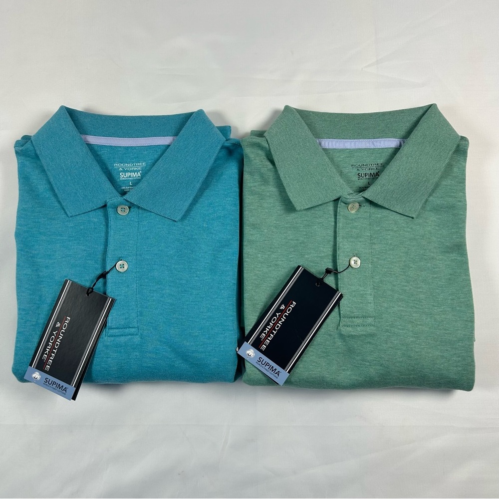 Roundtree & Yorke Teal and Seafoam Green Polo Shirts